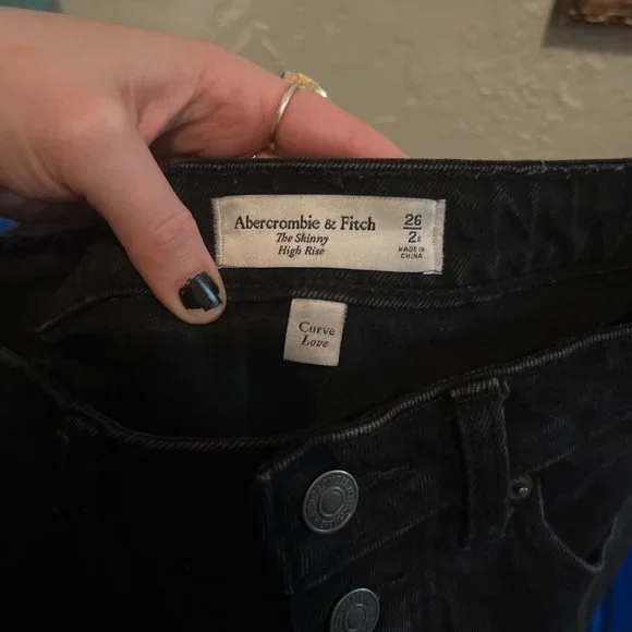 Abercrombie Curve Love The Skinny High Rise Jeans, Black, 26/2, R - Picture 4 of 6